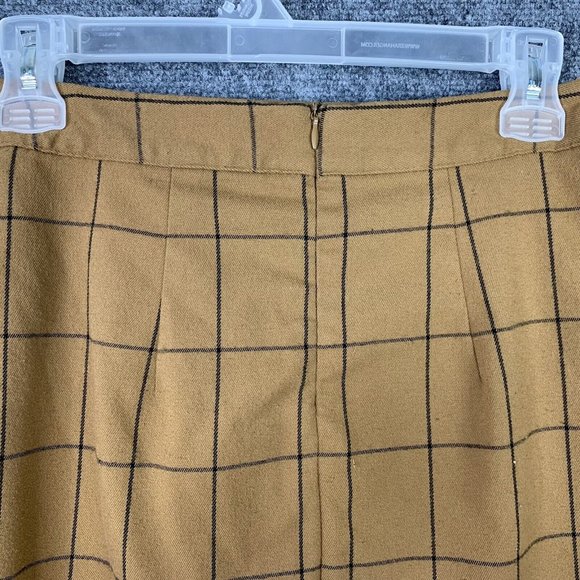 Forever 21 Asymmetrical Mini Skirt Women S Lined Tan Windowpane Preppy - Picture 6 of 9